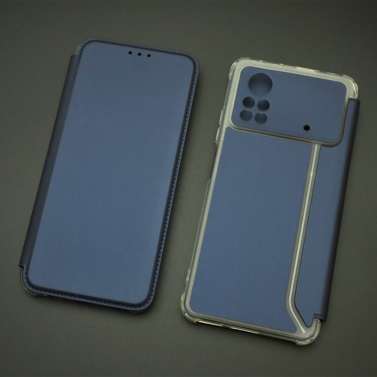 Чехол книжка для XIAOMI POCO X4 Pro 5G, экокожа, визитница, цвет темно синий Чехол книжка для XIAOMI POCO X4 Pro 5G, экокожа, визитница, цвет темно синий