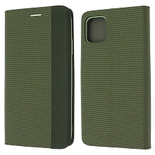 Чехол книжка MESH для APPLE iPhone 11 (6.1), текстиль, силикон, бархат, визитница, цвет зеленый