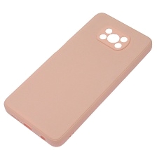 Чехол накладка для XIAOMI POCO X3, X3 Pro, силикон, бархат, цвет розовый песок