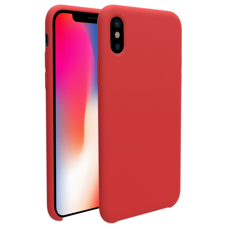 Чехол накладка Nillkin для APPLE iPhone X, силикон, волокно, цвет красный.