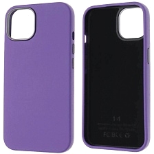 Чехол накладка для APPLE iPhone 14 (6.1"), силикон, пластик, текстура кожи, бархат, цвет сиреневый