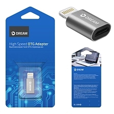 Адаптер OTG DRM-OTG6-03 LIGHTNING - micro USB серый DREAM (на русском).