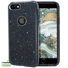 Чехол накладка Shine для APPLE iPhone 7, 8, силикон, блестки, цвет черный