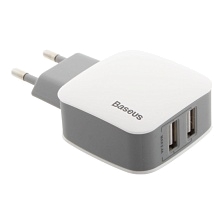 СЗУ (Сетевое зарядное устройство) Baseus ZCL2B-B02 Letour Dual U, 2.4A, 2 USB, цвет бело серый