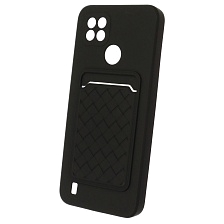 Чехол накладка CARD CASE для Realme C21, силикон, отдел для карт, цвет черный