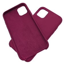 Чехол накладка Silicon Case для APPLE iPhone 11 Pro MAX 2019, силикон, бархат, цвет пурпурно красный.