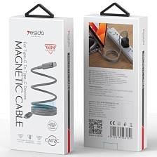 Кабель Yesido CA172C USB Type C на USB Type C, 60W, длина 1 метр, нейлон, цвет серый