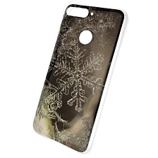 Чехол накладка для HUAWEI HONOR 7A PRO, HONOR 7C, Y6 2018, Y6 PRIME, силикон, рисунок снежинка.