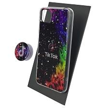 Чехол накладка для HUAWEI Honor 9S (DUA-LX9), Y5P 2020, силикон, фактурный глянец, с поп сокетом, рисунок Tik Tok