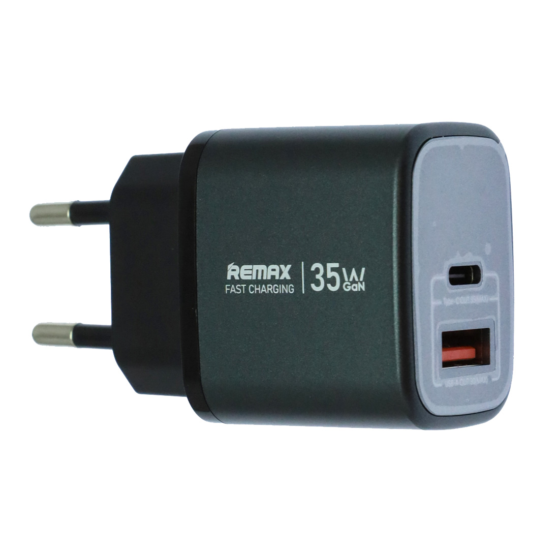 СЗУ (Сетевое зарядное устройство) REMAX GAN U2-AC35W, 35W, 1 USB Type C, 1 USB A, Led дисплей, цвет черный