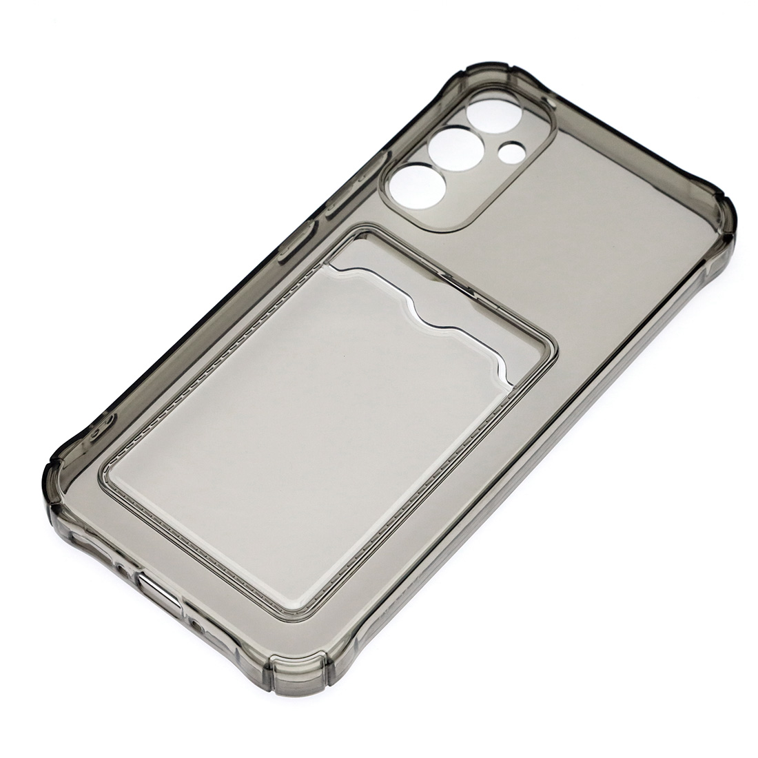Чехол накладка CARD CASE для SAMSUNG Galaxy A34 5G, силикон, защита камеры, отдел для карт, цвет прозрачно черный
