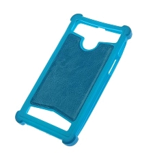 Чехол накладка универсальная 5.5 - 6.0 дюймов, силикон, экокожа, цвет голубой