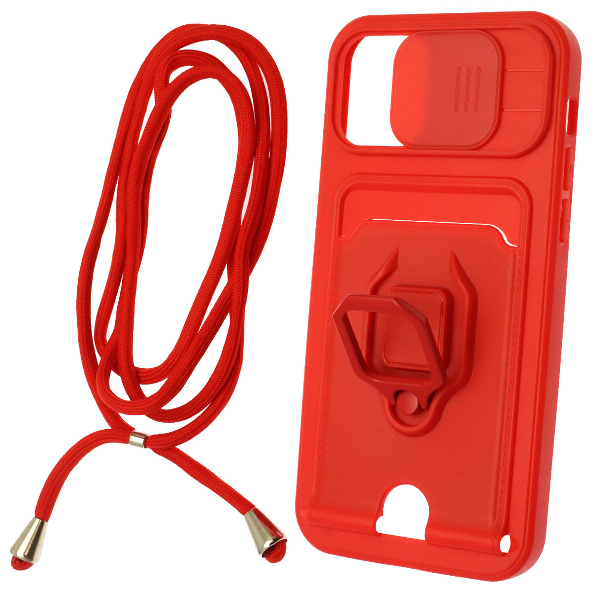 Чехол накладка MULTI FUNCTION 4 в 1 для APPLE iPhone 12, iPhone 12 Pro (6.1), цвет красный