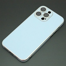 Чехол накладка для APPLE iPhone 14 Pro Max, силикон, стекло, защита камеры, цвет васильково серебристый