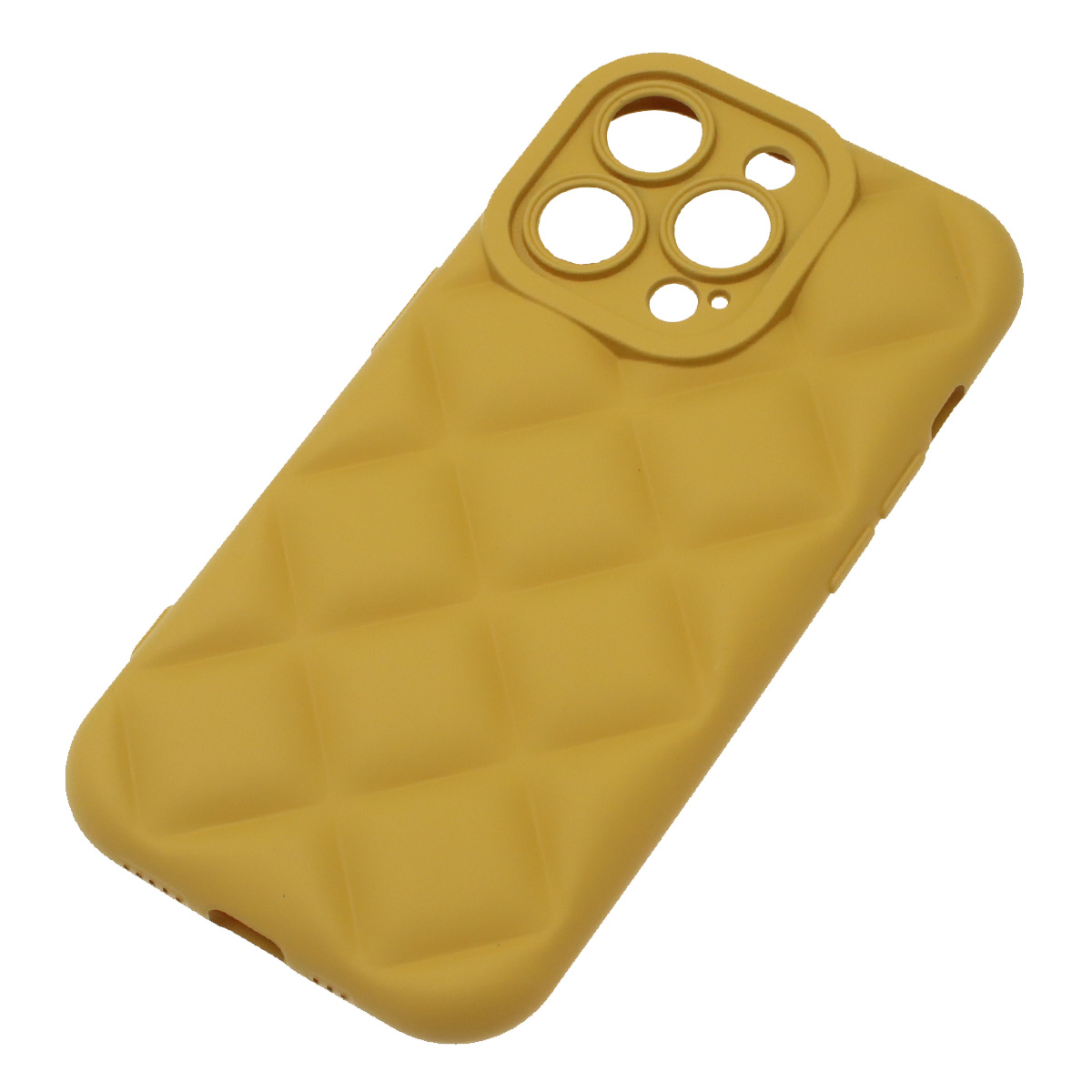 Чехол накладка для APPLE iPhone 14 Pro (6.1"), силикон, 3D ромб, цвет горчичный Чехол накладка для APPLE iPhone 14 Pro (6.1"), силикон, 3D ромб, цвет горчичный