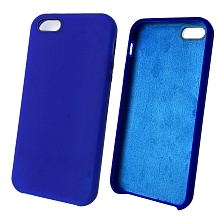 Чехол накладка Silicon Case для APPLE iPhone 5, 5G, 5S, SE, силикон, бархат, цвет синее море