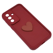 Чехол накладка для SAMSUNG Galaxy A36, силикон, 3D сердце, защита камеры, бортики, цвет бордовый