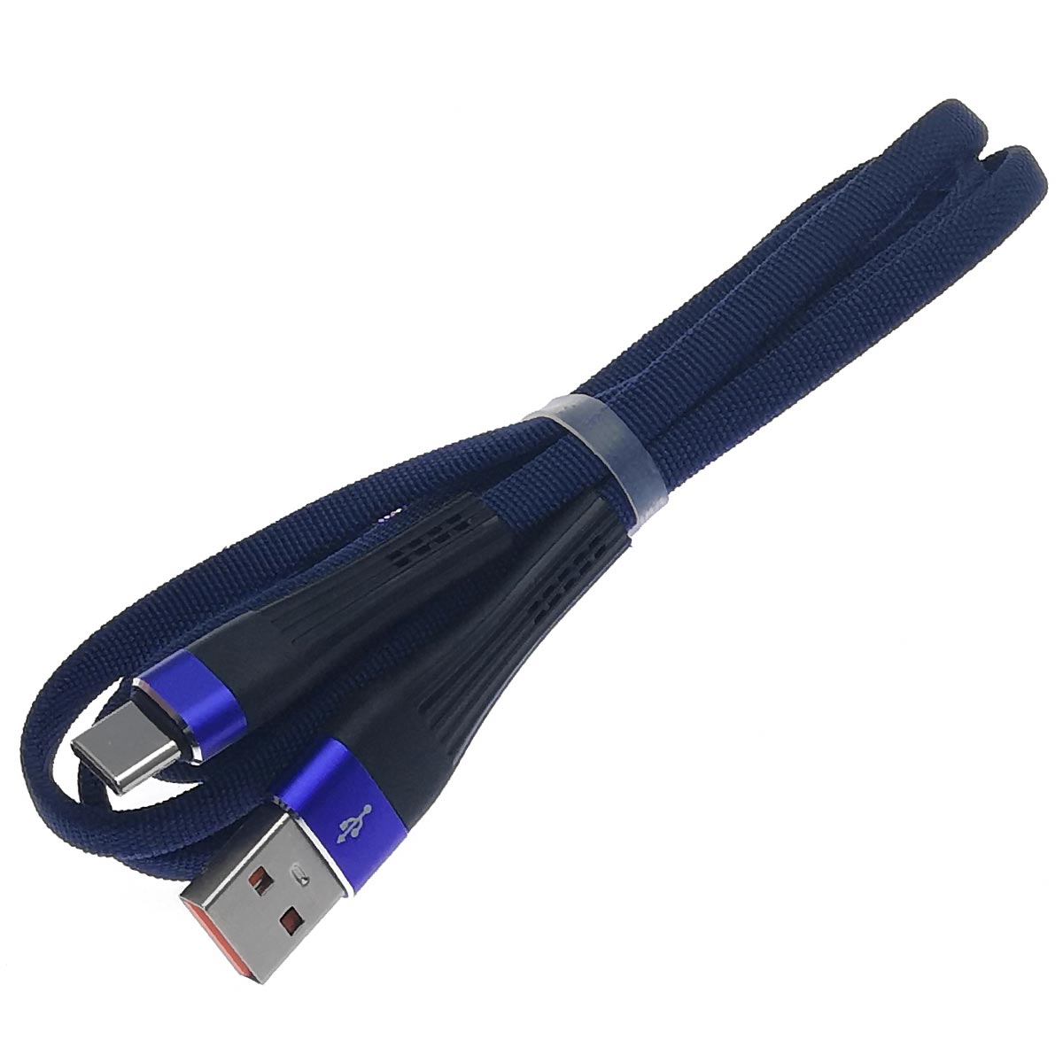 USB Дата кабель MRM MR-30t, Type-C, нейлон, плоский, длина 1 метр, 3.1 A, цвет синий