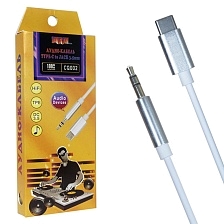 Аудио кабель, переходник MRM CQ002 AUX Jack 3.5 mm на Type-C, длина 1 метр, цвет белый Аудио кабель, переходник MRM CQ002 AUX Jack 3.5 mm на Type-C, длина 1 метр, цвет белый