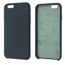 Чехол накладка Silicon Case для APPLE iPhone 6, 6G, 6S, силикон, бархат, цвет синий сапфир.