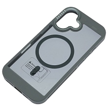 Чехол накладка с поддержкой MagSafe для APPLE iPhone 16 (6.1"), силикон, пластик, цвет окантовки серый