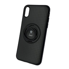 Чехол накладка iFace для APPLE iPhone X, iPhone XS, силикон, металл, кольцо держатель, цвет черный. Чехол накладка iFace для APPLE iPhone X, iPhone XS, силикон, металл, кольцо держатель, цвет черный.