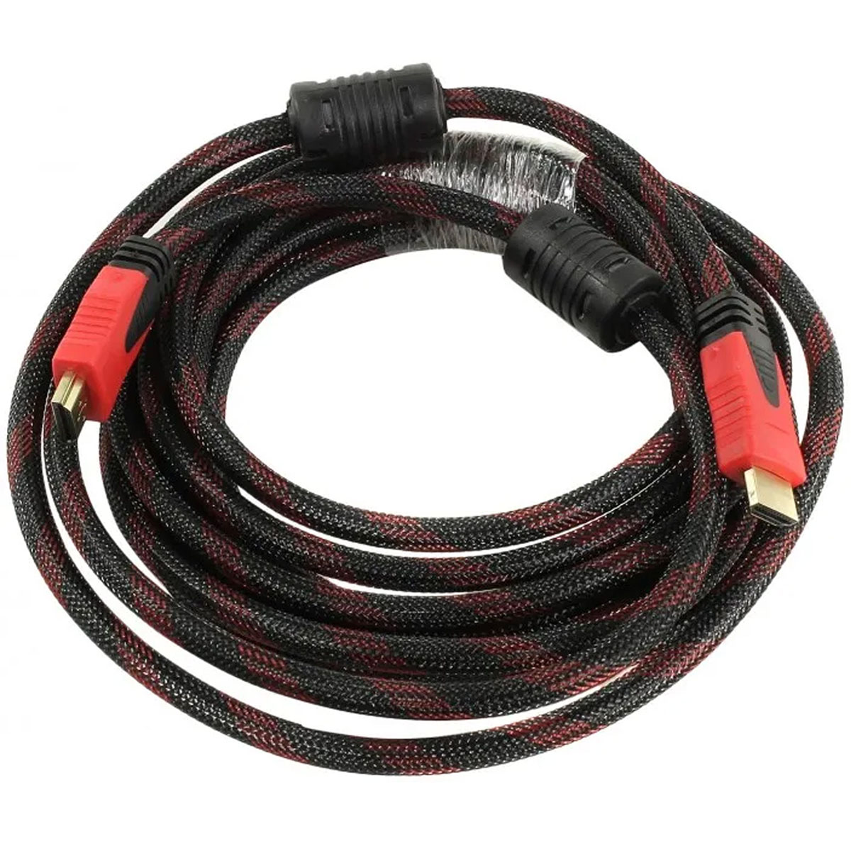 Кабель HDMI - HDMI, в нейлоновой армированной оплетке, длина 20 метров, цвет черно красный