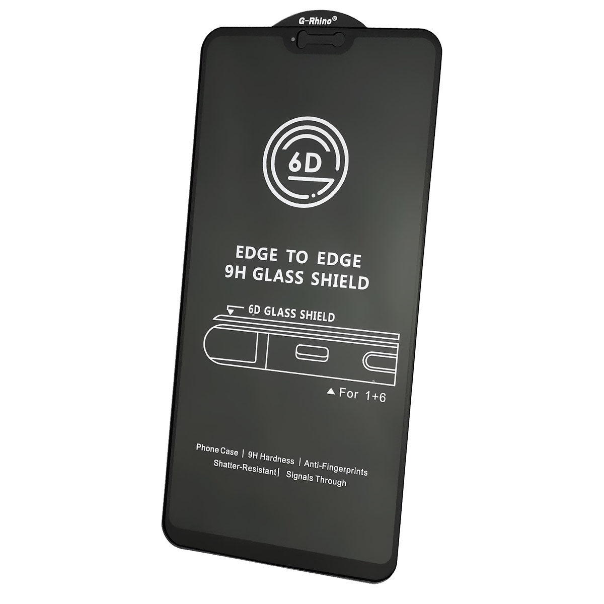 Защитное стекло 6D G-Rhino для OnePlus 6 2018, цвет окантовки черный