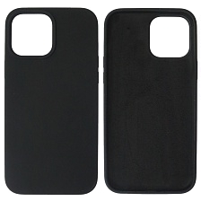 Чехол накладка Silicon Case для APPLE iPhone 13 Pro Max (6.7), с лого, силикон, бархат, цвет черный
