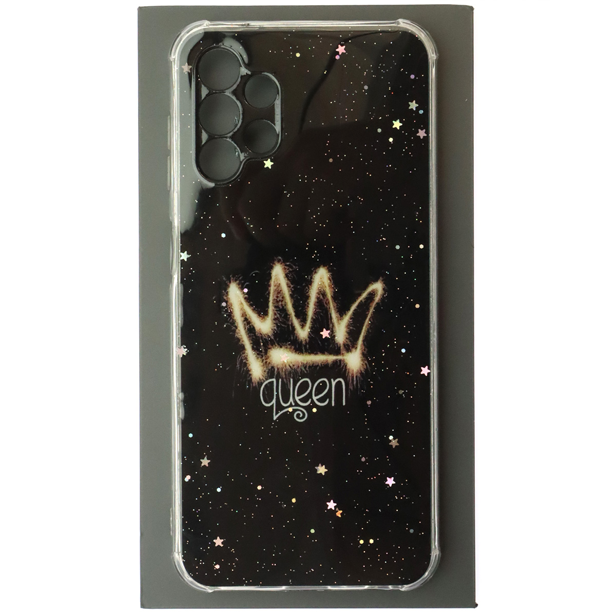 Чехол накладка для SAMSUNG Galaxy A13 4G (SM-A135F), силикон, глянцевый, блестки, рисунок Queen