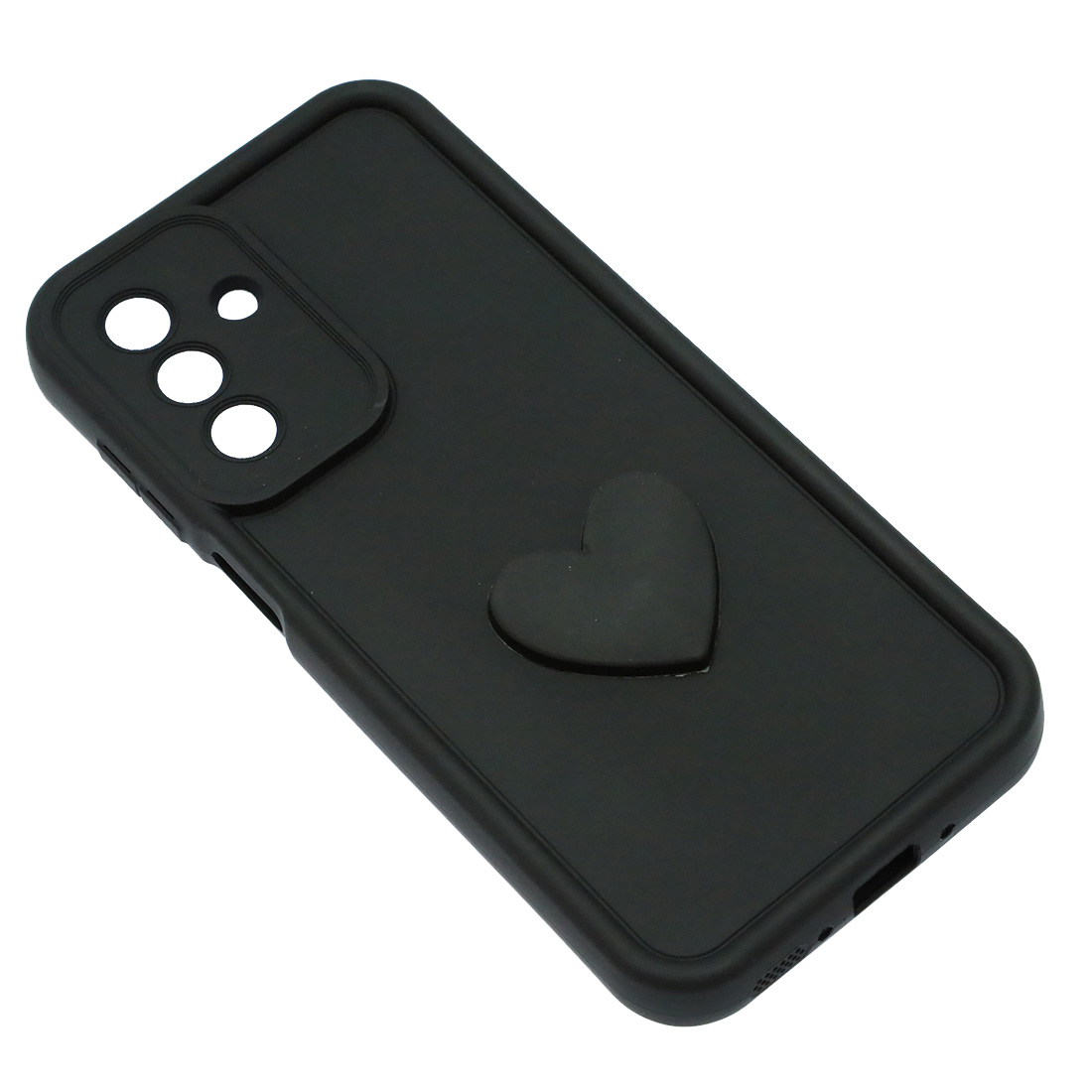 Чехол накладка для SAMSUNG Galaxy A26, силикон, 3D сердце, защита камеры, бортики, цвет черный
