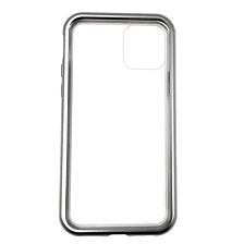 Чехол магнитный для APPLE iPhone 11 Pro, стекло, металл, цвет окантовки серебристый (распродажа -50%)