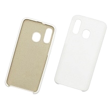 Чехол накладка Silicon Cover для SAMSUNG Galaxy A40 (SM-A405), силикон, бархат, цвет белый.
