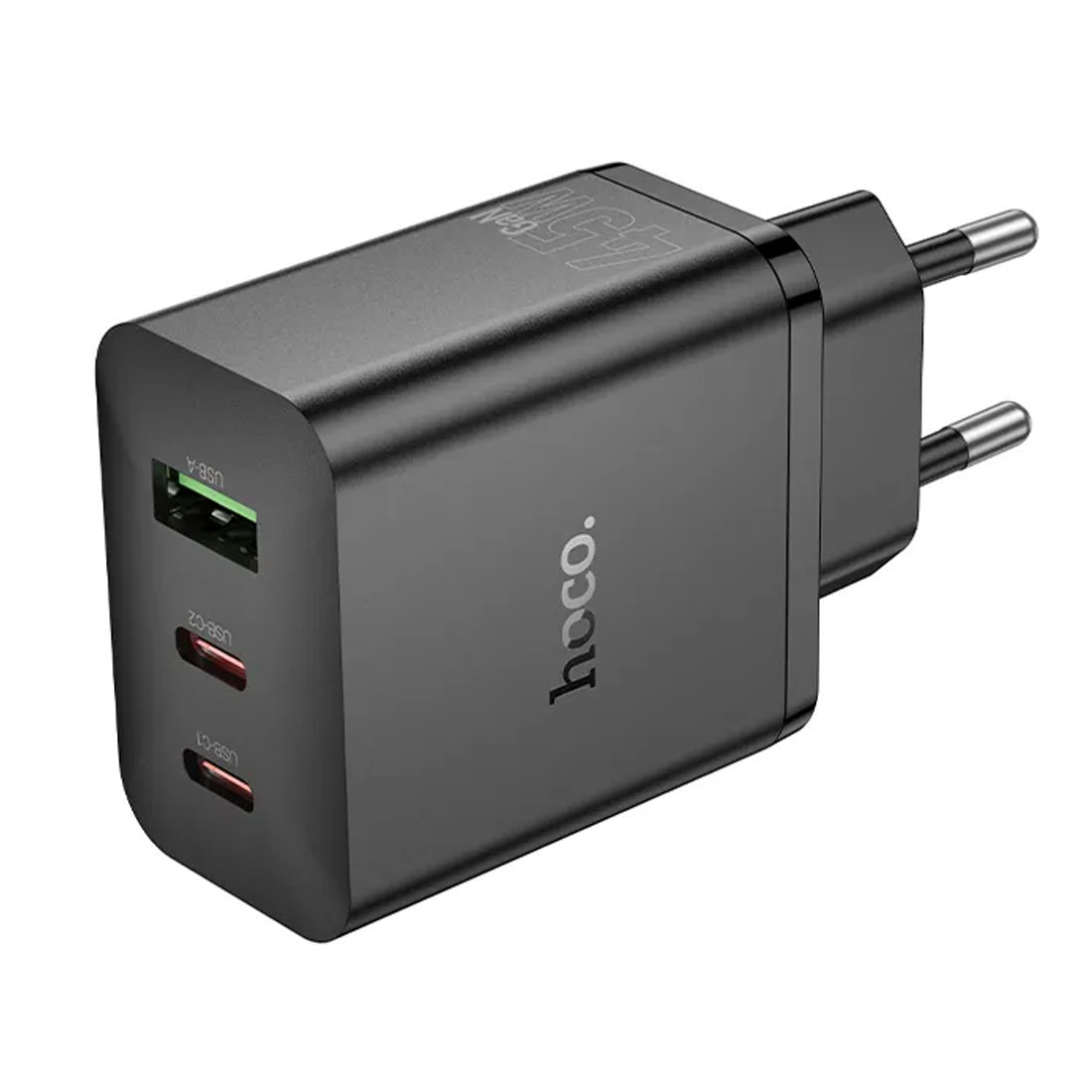 СЗУ (Сетевое зарядное устройство) HOCO N50 Scenery GaN, 45W, 2 USB Type C, 1 USB A, PD45W, QC3.0, цвет черный