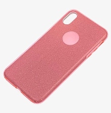 Чехол накладка Shine для APPLE iPhone XS MAX, силикон, блестки, цвет коралловый.