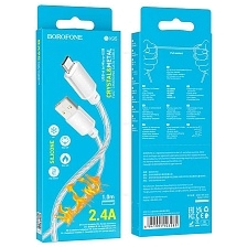 Кабель BOROFONE BX95 Vivid Micro USB, 2.4A, длина 1 метр, цвет серебристый Кабель BOROFONE BX95 Vivid Micro USB, 2.4A, длина 1 метр, цвет серебристый