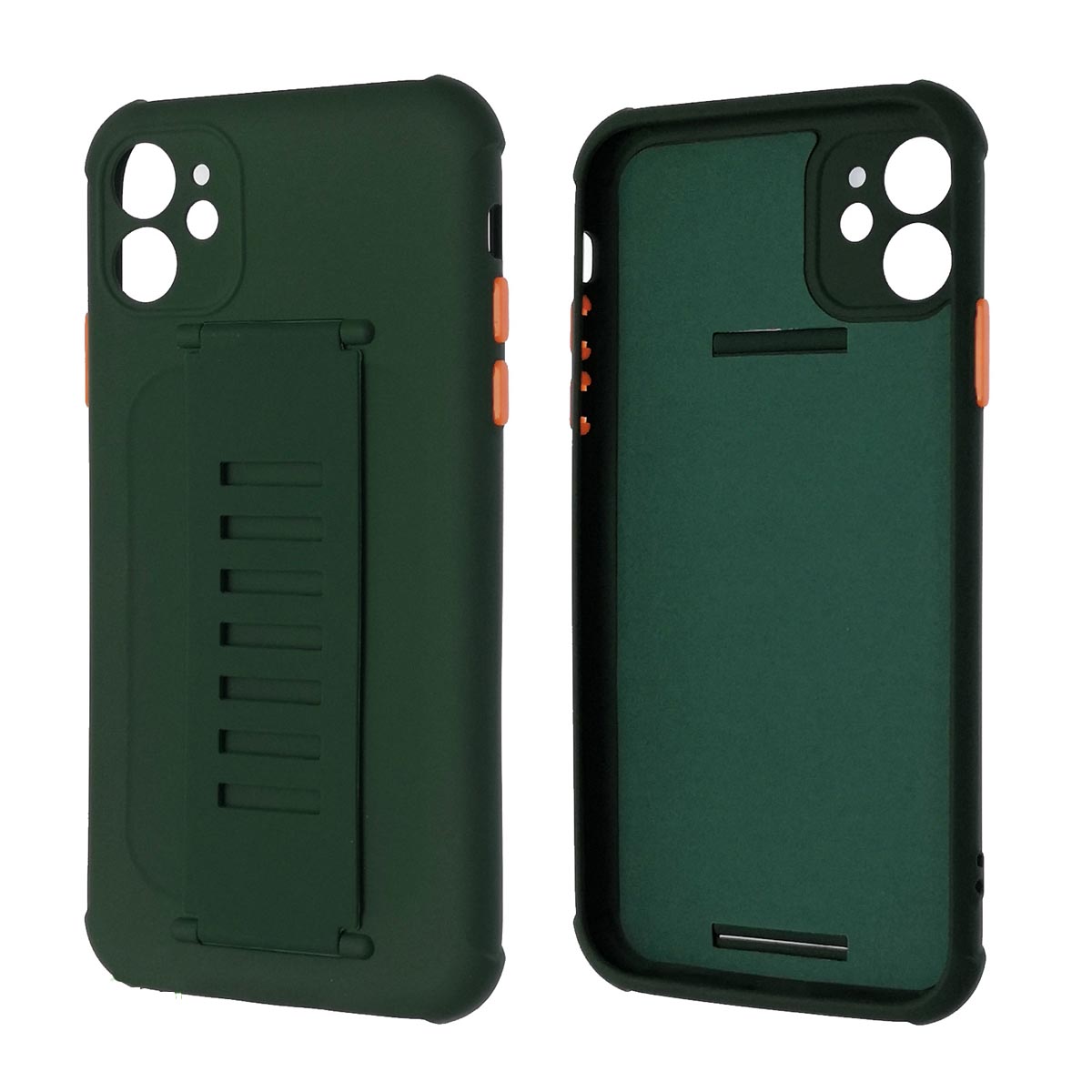 Чехол накладка LADDER NANO для APPLE iPhone 11, силикон, держатель, цвет темно зеленый