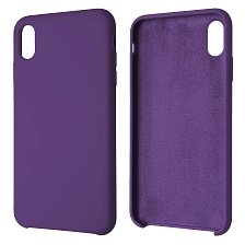 Чехол накладка Silicon Case для APPLE iPhone XS MAX, силикон, бархат, цвет фиолетовый