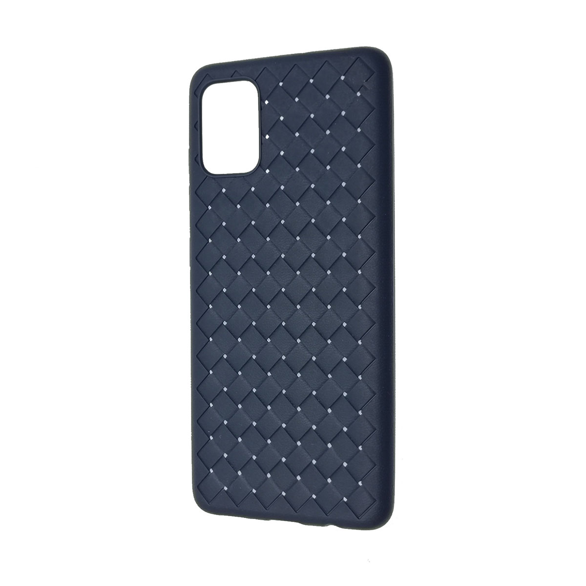 Чехол накладка для SAMSUNG Galaxy A51 (SM-A515), силикон, плетение, цвет синий.