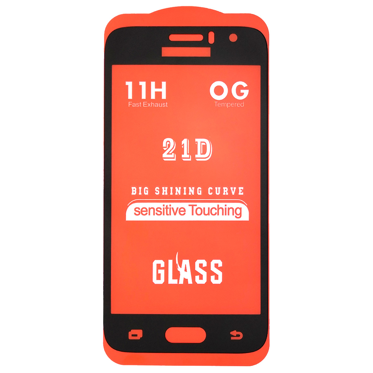 Защитное стекло 21D для SAMSUNG Galaxy J1 2016 (SM-J120), цвет окантовки черный