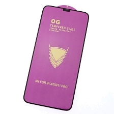 Защитное стекло 9H OG для APPLE iPhone X, iPhone XS, iPhone 11 Pro, с сеточкой на динамике, цвет окантовки черный