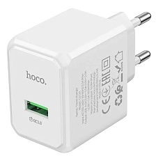 СЗУ (Сетевое зарядное устройство) HOCO CS12A, 18W, 1 USB, QC3.0, цвет белый СЗУ (Сетевое зарядное устройство) HOCO CS12A, 18W, 1 USB, QC3.0, цвет белый
