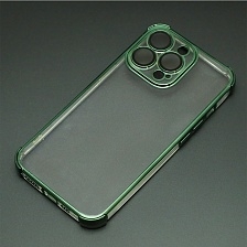 Чехол накладка для APPLE iPhone 13 Pro, силикон, защита камеры, цвет окантовки темно зеленый Чехол накладка для APPLE iPhone 13 Pro, силикон, защита камеры, цвет окантовки темно зеленый
