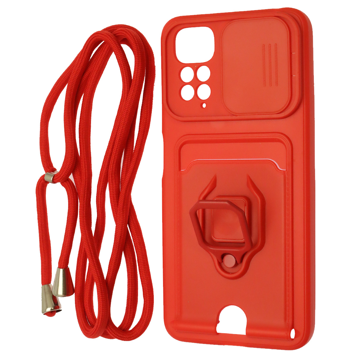 Чехол накладка MULTI FUNCTION 4 в 1 для XIAOMI Redmi Note 11 4G, Redmi Note 11S, цвет красный