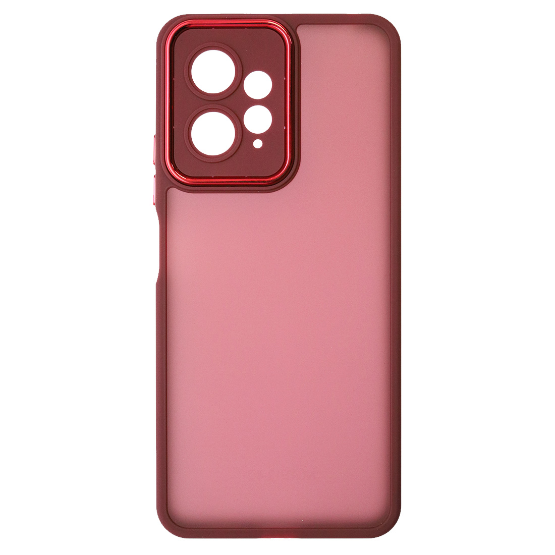 Чехол накладка KING для XIAOMI Redmi Note 12 4G, силикон, пластик, защита камеры, цвет окантовки бордовый