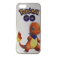 Чехол накладка для APPLE iPhone 5, 5S, SE, силикон, рисунок покемон Чармандер 1.