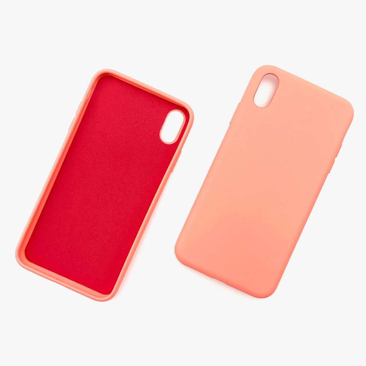 Чехол накладка для APPLE iPhone XS MAX, силикон, цвет персиковый.