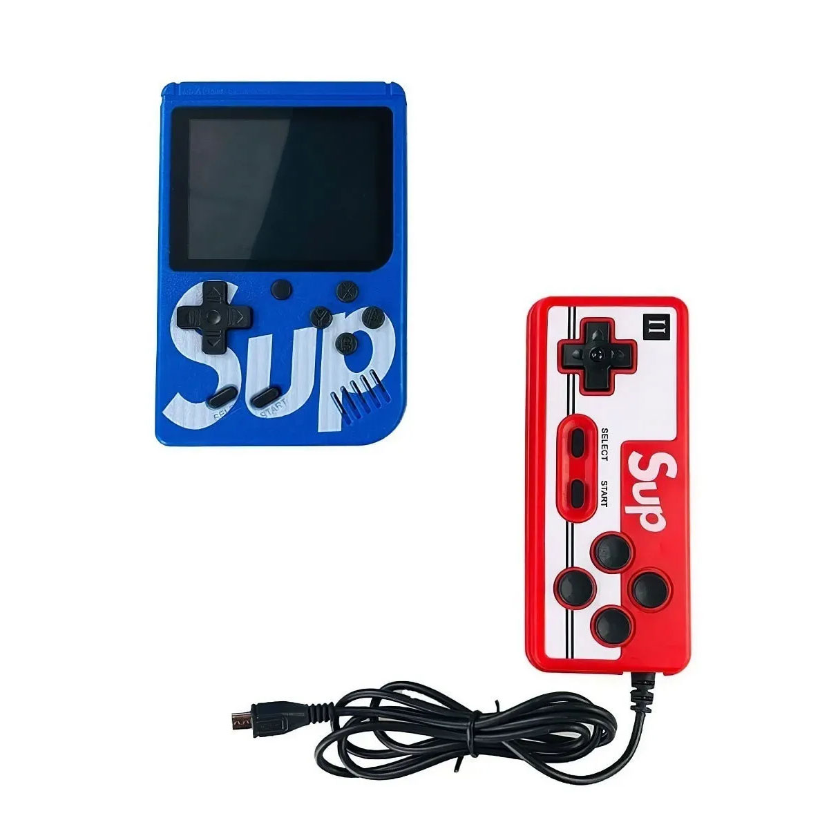 Портативная игровая приставка SUP GAME BOX PLUS 400 игр в 1, с джойстиком, цвет синий (распродажа -50%)