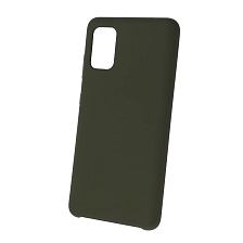 Чехол накладка Silicon Cover для SAMSUNG Galaxy A41 (SM-A415), силикон, бархат, цвет темно оливковый.