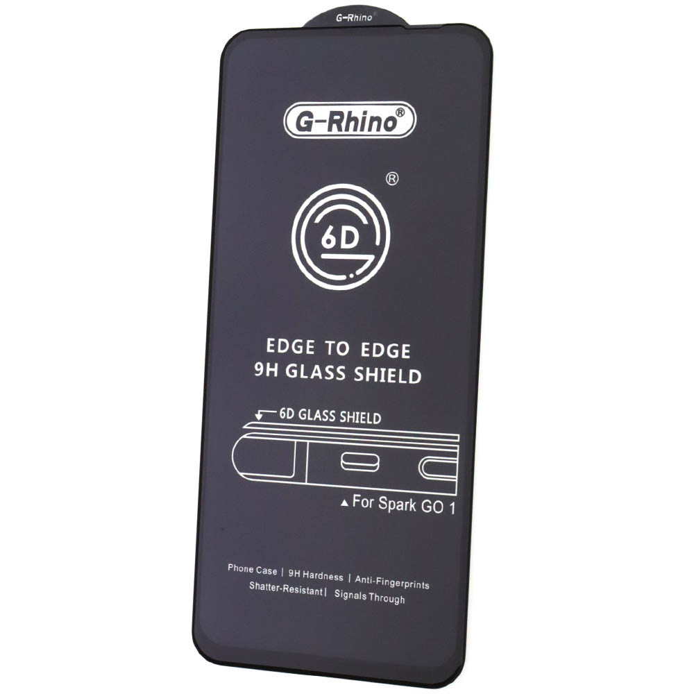 Защитное стекло 6D G-Rhino для TECNO Spark GO 1, TECNO Spark GO 2, Spark 30C, Spark 40, INFINIX Smart 9, цвет окантовки черный